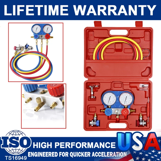 HVAC CHARGING KIT 3Way A/C AC Refrigeration Diagnostic Manifold Gauge