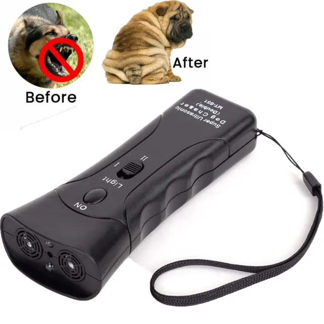 Ultrasonic Anti Dog Barking Pet Trainer LED Light Gentle Chaser Device MT651 Set