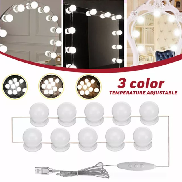 Hollywood Style LED Ampoules Vanité Maquillage Coiffeuse USB Miroir LumièresKit 3