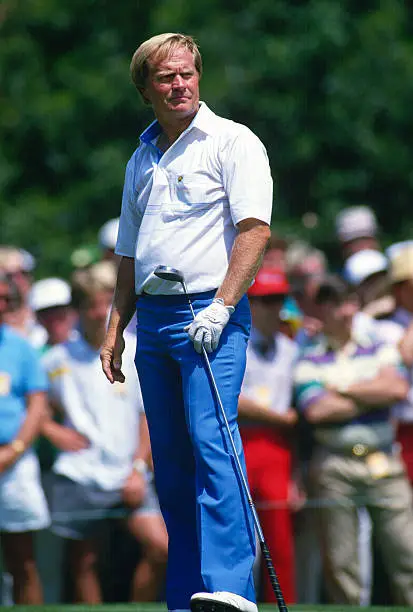 Golfer Jack Nicklaus looks on in the Masters in April 1988- Golf 1988 Photo 1