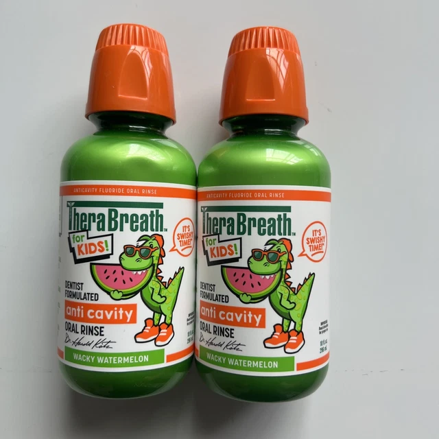 Lot 2 - TheraBreath Kids Mouthwash with Fluoride, Wacky Watermelon, 10oz