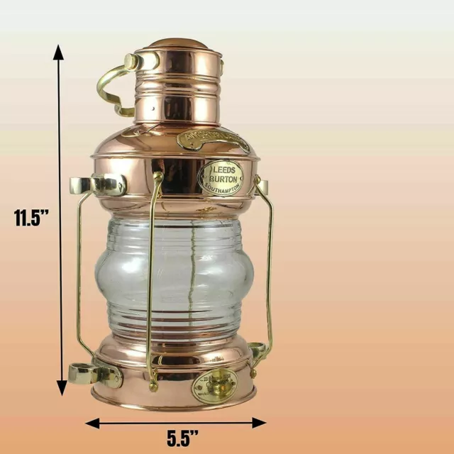 Maritim Nautisch Schiff Laterne 14 " Messing & Kupfer Anker Öl Lampe Boot Licht