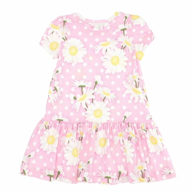 MONNALISA Abito rosa bambina margherite pois jersey vita bassa 10 anni 2