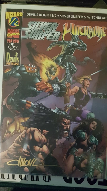 Silver Surfer Witchblade Devils Reign 1/2 Wizard Marvel Top Cow SIGNED 4