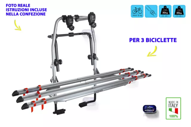 Porta bici universale posteriore da auto 3 biciclette bicicletta in acciaio kit