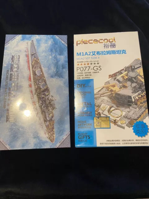 PIECECOOL Models NIB Lot Of 2 Battleship & Tank New Sealed