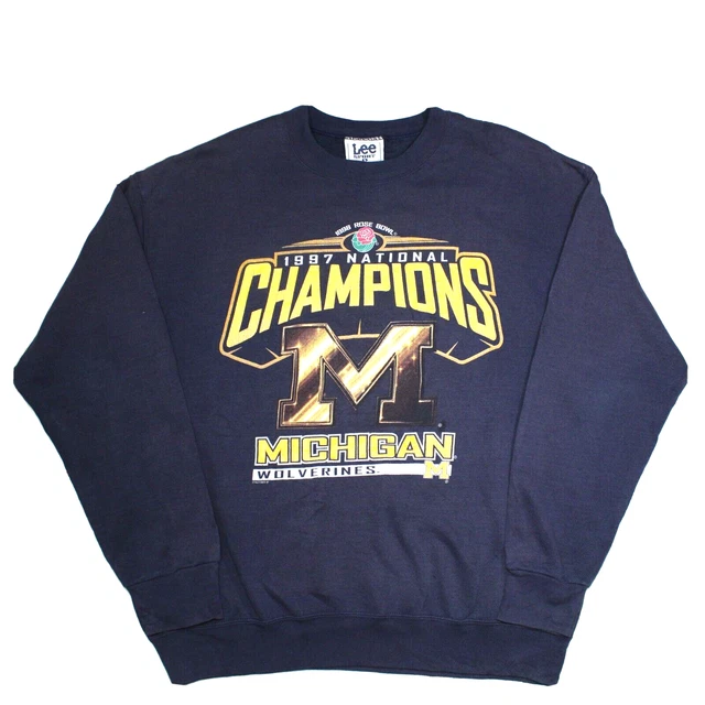 Felpa Sport Vintage Lee Michigan Wolverines 1997 Maglione Ciotola di Rose - Grande