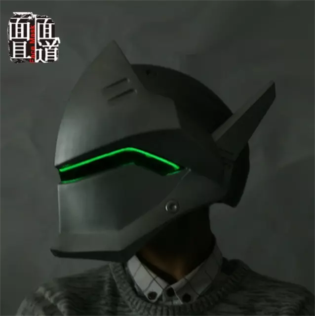 Overwatch Genji Cosplay Helmet 1:1 Wearable LED Light Mask Cosplay Party Props