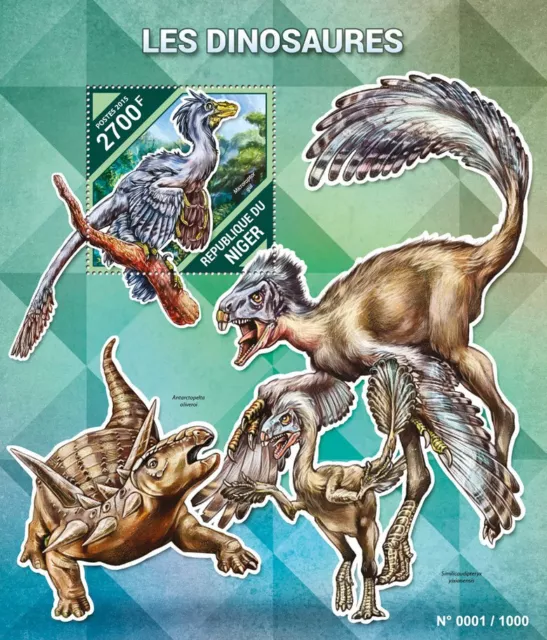 Dinosaurs Stamps Niger 2015 MNH Prehistoric Animals Microraptor 1v S/S