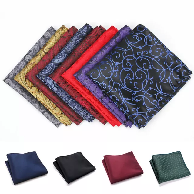 Mens Pocket Square Silk Paisley Handkerchief Floral Hanky Wedding Party 21Colors