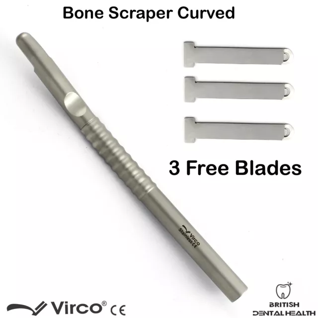 Implant Dentaire Récolte Bone Scraper Curved Avec 3 Sans Remplaçable Côtés 15.5