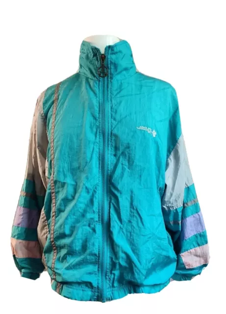 Vtg 80s Adolfo Sport Women XS Green Windbreaker Nylon Jacket