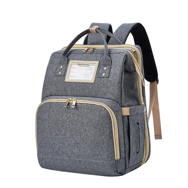 Diaper Bag Backpack, Multifunctional Baby Changing Bag with Foldable Crib & Insu 2