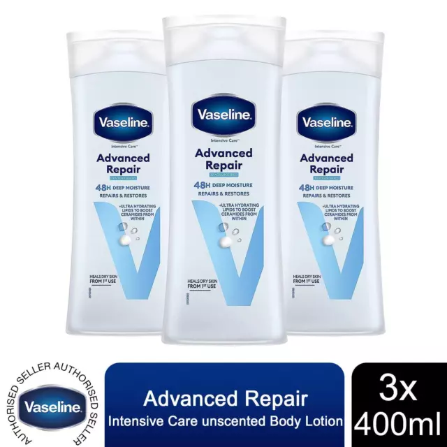 Vaseline Advanced Repair Body Lotion, Intensive Care, 3 Pack, 400ml