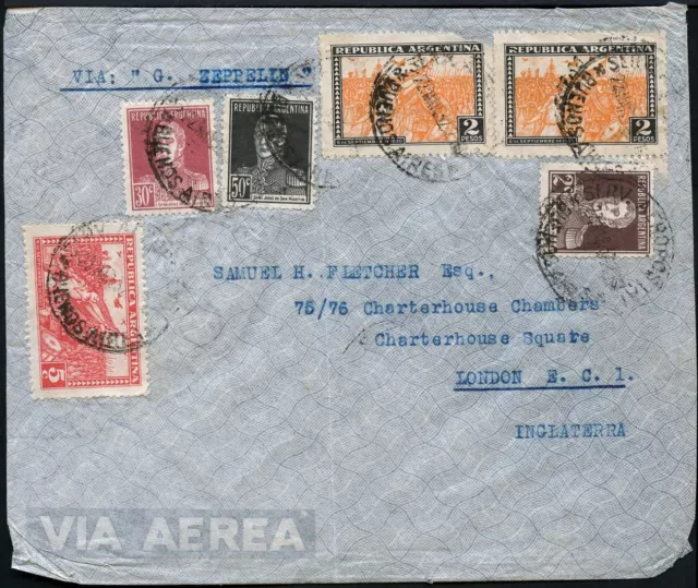 Zeppelin 1932 Argentinien 1. SAF Brief MiF 4,87 Pesos England Si 140 A / 2017