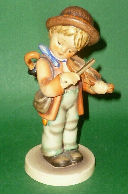 Figurine Ancienne Japon 1950 - Personnage Violoniste En Bois Peint - Musique