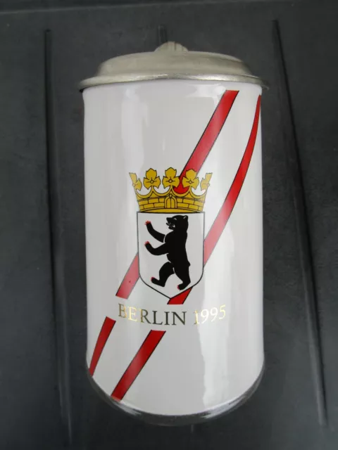 Bierkrug mit Zinndeckel BERLIN 1995 Brauerei Henninger - Krug limitierte Auflage