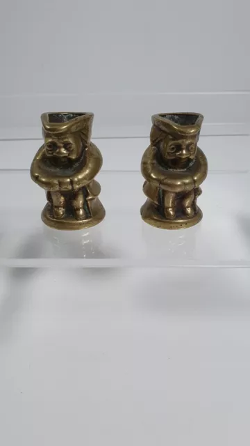 Vintage Brass Minatare Toby Jugs  x 2 Bundle set retro