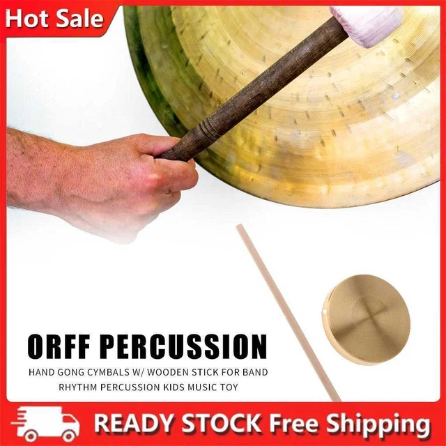 21cm Hand Gong Copper Cymbals with Wooden Stick Chapel Opera Percussion Kids Toy