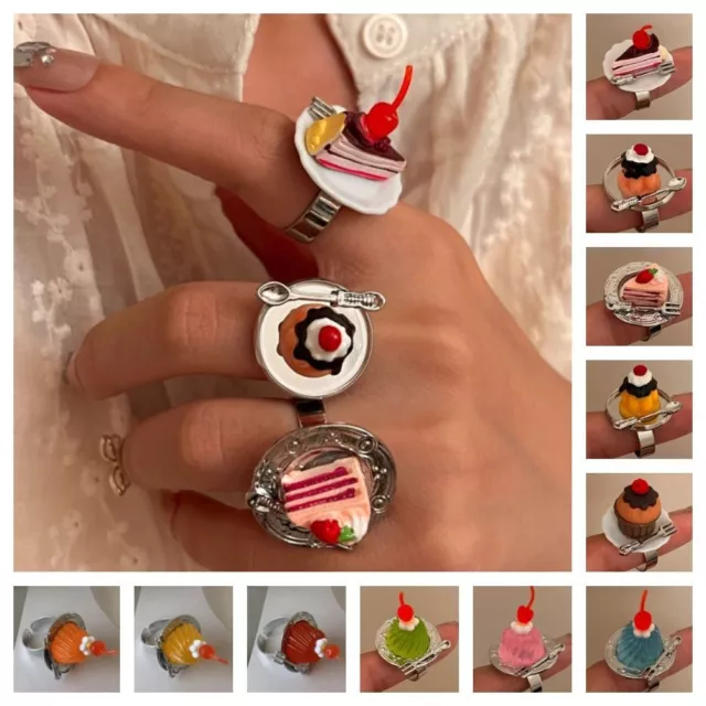 Open Mousse Cake Rings Fork Adjustable Dessert Ring Jelly Finger Ring  Couples