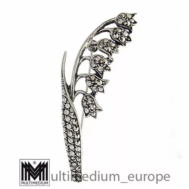 Art Deco Silber Brosche Markasit Maiglöckchen silver brooch marcasite