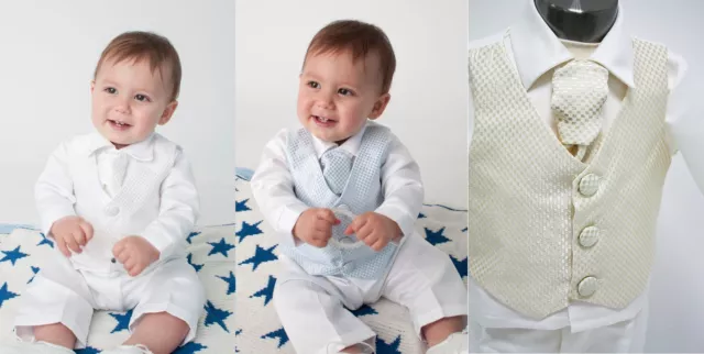 Baby Jungen 4-teiliges Taufoutfit/Taufanzug kariert