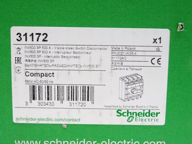 Schneider Electric 31172 / INV500 3P 500A / Switch Disconnector / nuovo IMBALLO ORIGINALE 2