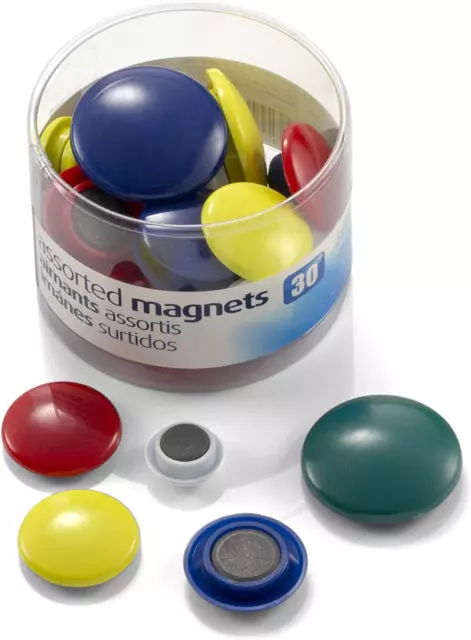 Officemate round Plastic Covered Magnets - Durable & Longlasting Magnets for Sch
