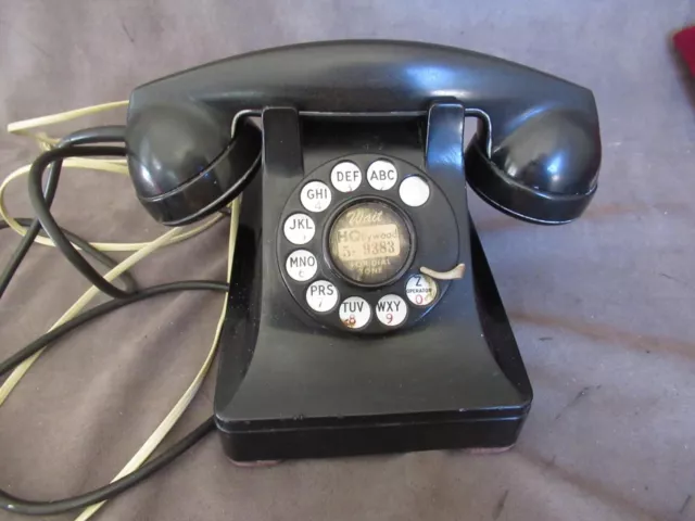 Western Electric Bakelite Black Rotary Desk Phone Model F 1 Hollywood # dl