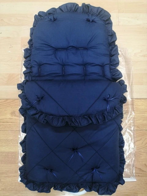 Baby Jungen/Mädchen alles marineblau Bandschleifen Fußmuff gemütliche Zehen Kinderwagen Buggy