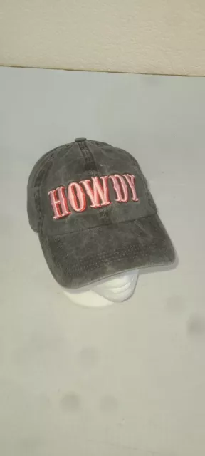 Howdy Hat Cap Adjustable Strapback Red On Black Nwot