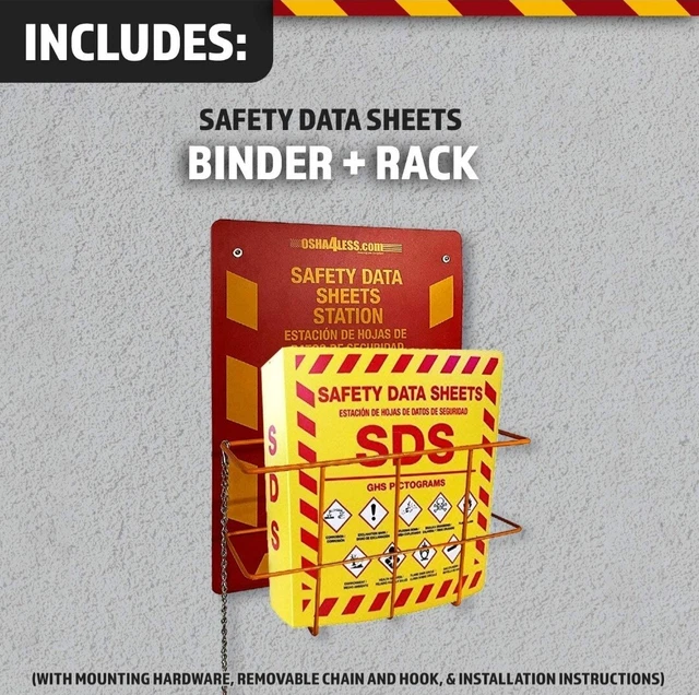 Bilingual Right To Know Sds Center Wire Rack And 3" Binder With Ghs Pictograms 2