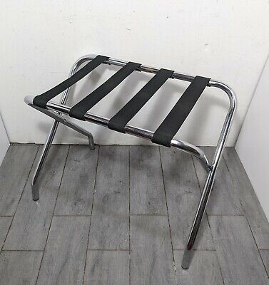 Folding Chrome Metal Hotel Suitcase Luggage Stand Rack with Straps MCM USA
