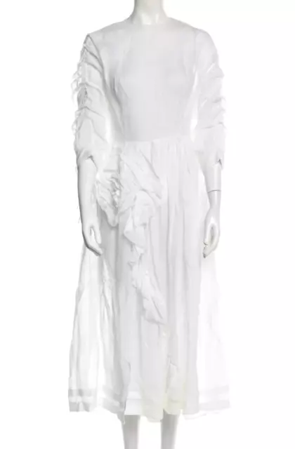 4K Auth NWT Alexander McQUEEN White ASYMMETRIC Midi DRESS