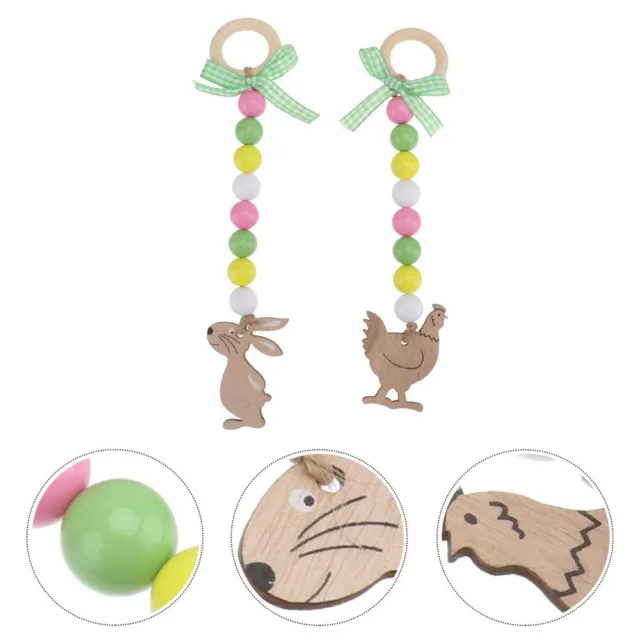 2 Pcs Beads Tassels Bunny Beads Garland Easter Hanging Ornament Rabbit Beaded