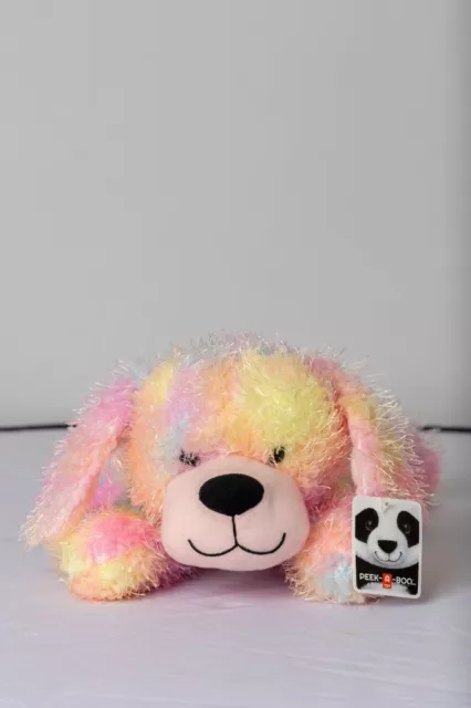 Peek A Boo Toys April Dog Puppy Rainbow Sorbet Tie Dye Plush Stuffed Animal