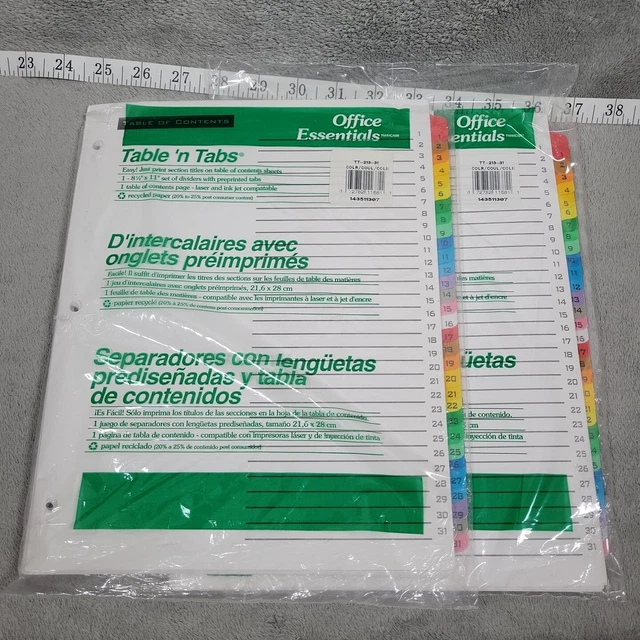 2-PACK Office Essentials Table 'n Tabs Dividers 31-Tab Letter 11681