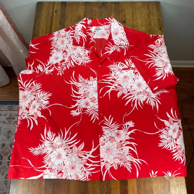 Hilo Hatties Shirt Mens 5XL Red Floral Button Up Short Sleeve Hawaiian