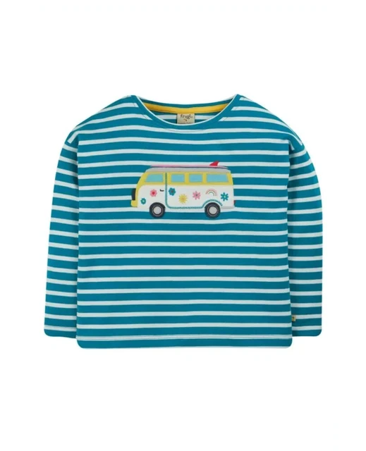 Top Jersey Frugi Ragazza 5-6 Anni Ri Camper Ri Manica Lunga Biologica Nuova con Etichette 3