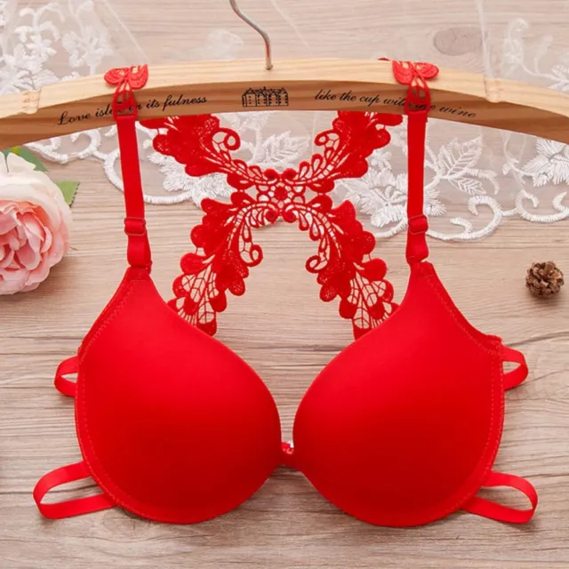 WOMENS PUSH UP Bra 32-38 AA A B Front Close Lace Racer Back Thick Padded  Plunge $6.98 - PicClick