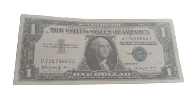 1957-$1 Dollar  Bill Silver Certificate  Blue Seal  Uncirculated
