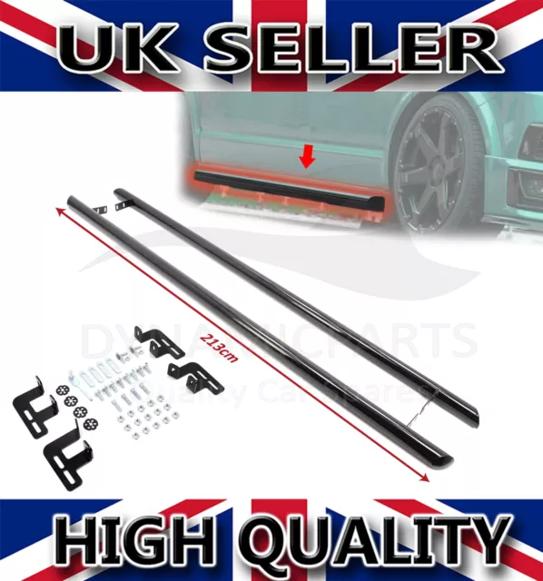 Side Bars Sportline Steel Gloss Black For Vw T5 T5.1 Transporter Swb 2003 - 2015