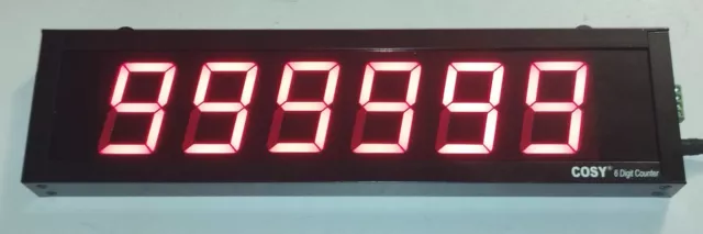 6 DIGIT - PRODUCTION COUNTER - 2.3" HIGH LED DIGITS in  Slim Aluminum Frame