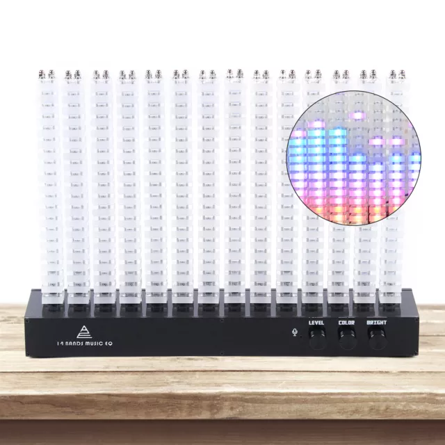 14 Bands Spectrum Analyzer Music Column Light LED Indicateor Party DIY w/Adapter 2