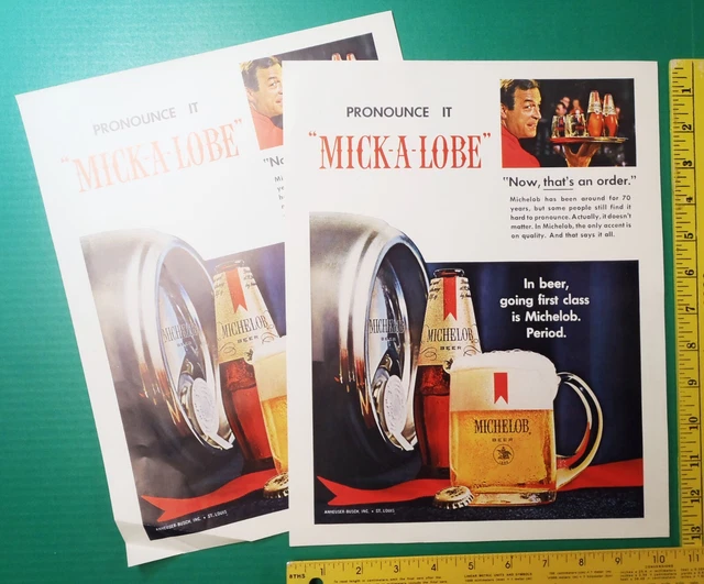 Pronounce it MICK-A-LOBE 10x13" Full Color ANHEUSER-BUSCH Ad Sheets
