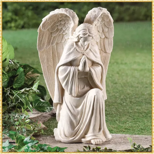 Praying Angel Memorial Garden Statue Kneeling Large Wings Yard Patio Decor 16"