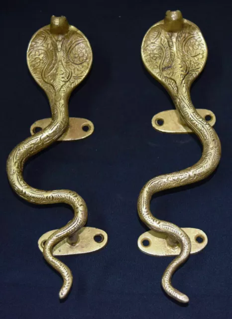 Cobra Snake Golden Door Handle Brass Handmade Snake Design Door Decoration GK441