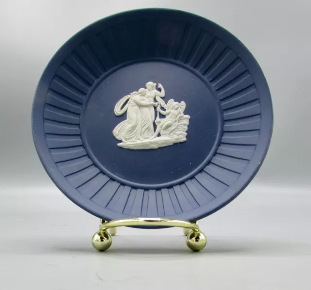 Wedgwood  Jasper Round Sweet Dish Fluted England  Portland Blue 4 10/16”