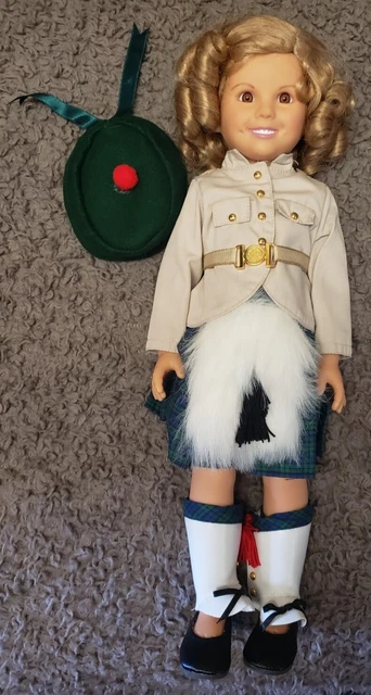 Vintage 16" Shirley Temple Wee Willie Winkie Doll by Danbury Mint w/ Green Kilt 2