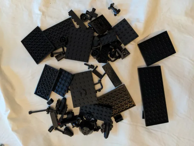 Lego Lot De 50 + Vintage Classique Noir Tuiles Lisse Plat Long Imprimé